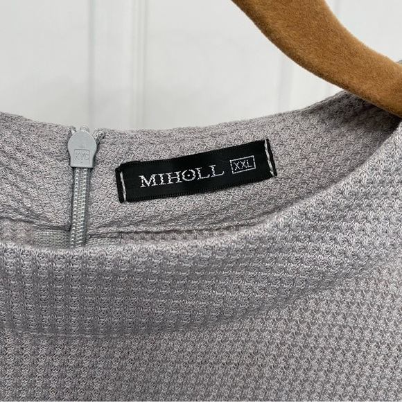Miholl Waffle Knit Long Sleeve Lace Shirt Gray Blouse Size XXL - Picture 7 of 10